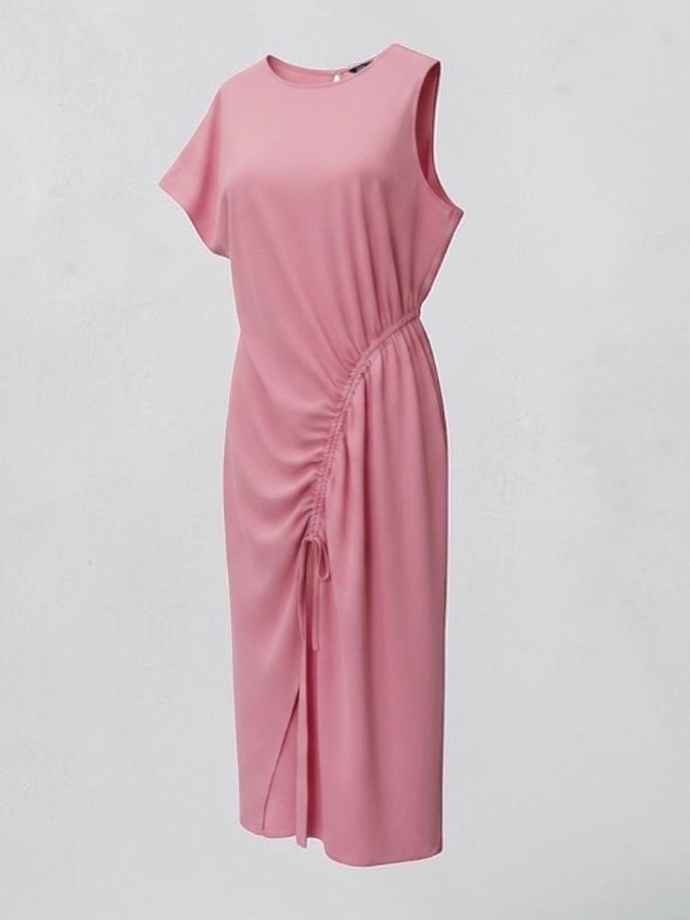 ZARA Pink Draped Asymmetrical Midi Dress